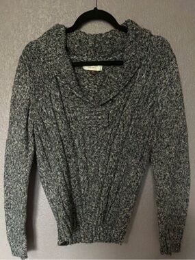 Sonoma Gray Cable-Knit Shawl-Collar Sweater